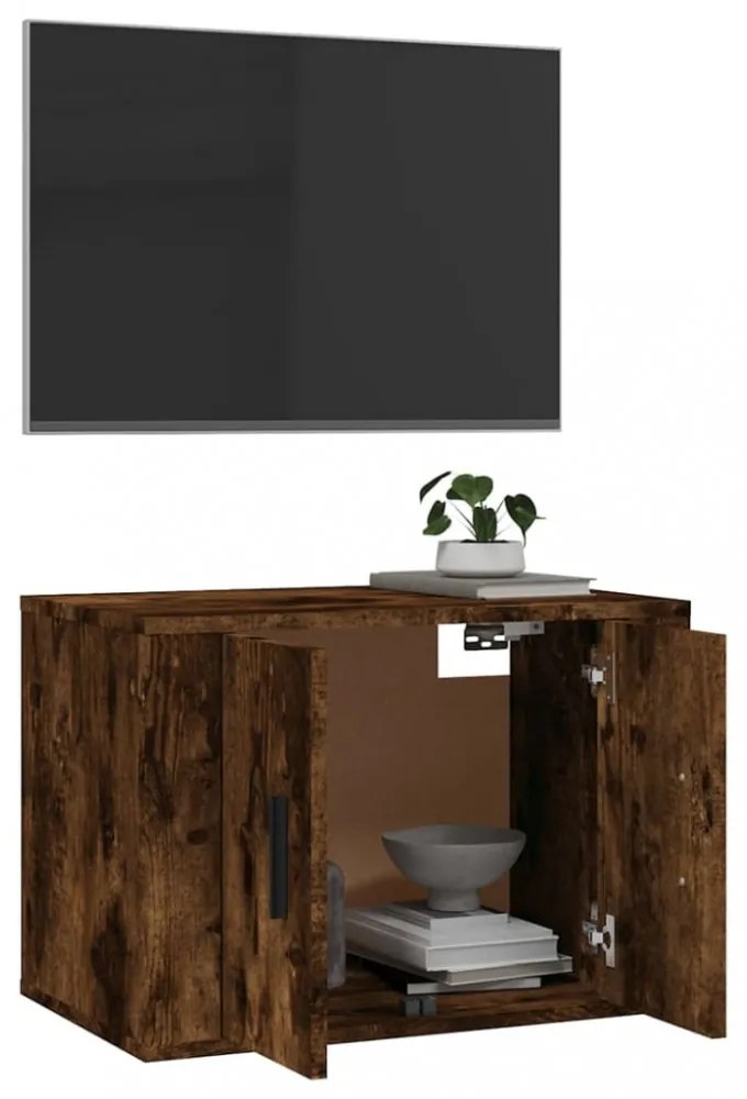 füstös tölgy színű fali TV-szekrény 57 x 34,5 x 40 cm