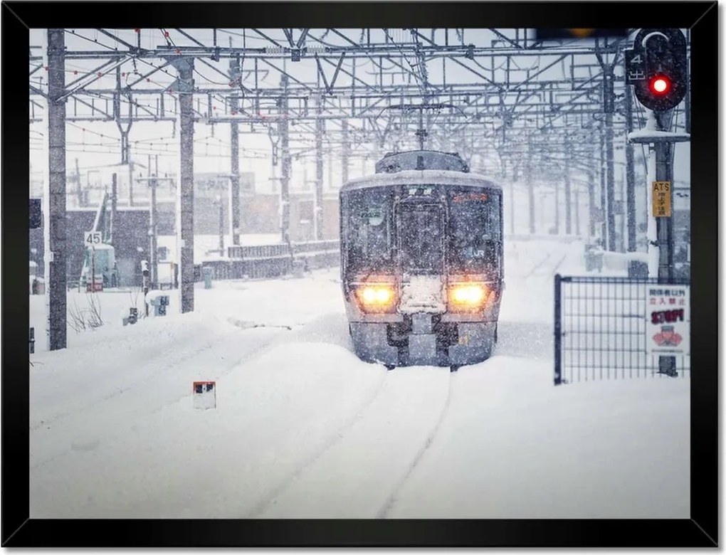 Poszterek keretben 40x30 Vonat a hóviharban Tél