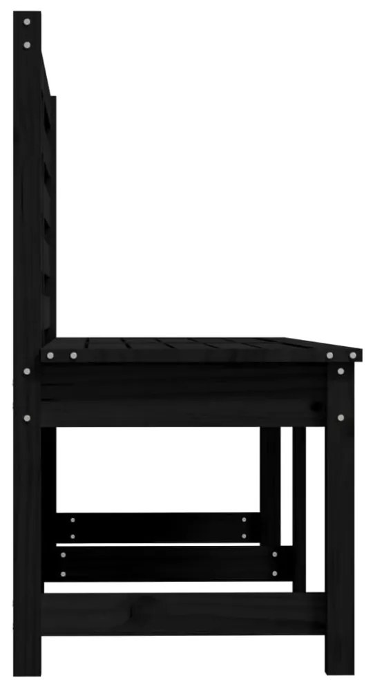fekete tömör fenyőfa kerti pad 157,5 cm