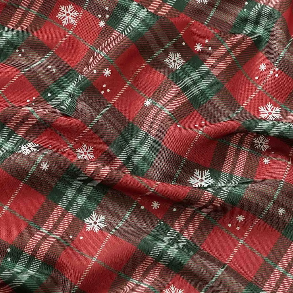 Goldea kör alakú teflonos terítő - piros kockás hópelyhekkel Ø 100 cm