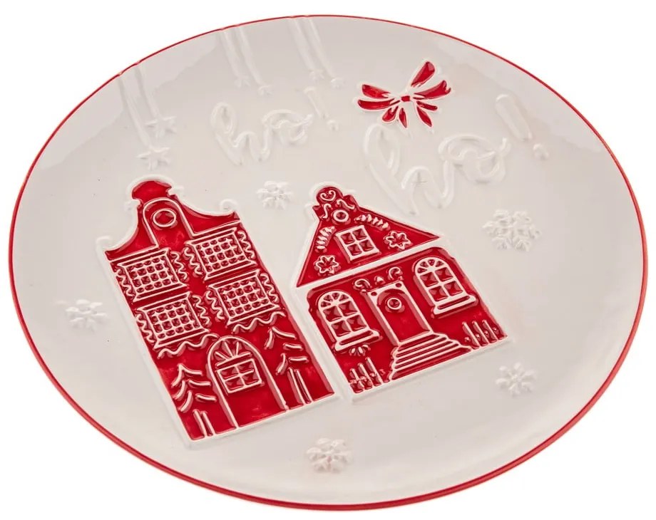 Fehér szervírozó kerámia tányér karácsonyi mintával ø 26 cm Christmas cottage – Dakls