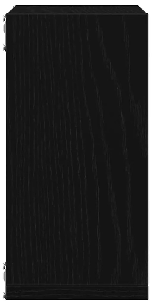 4 db fekete tölgyszínű szerelt fa fali kockapolc 30x15x30 cm