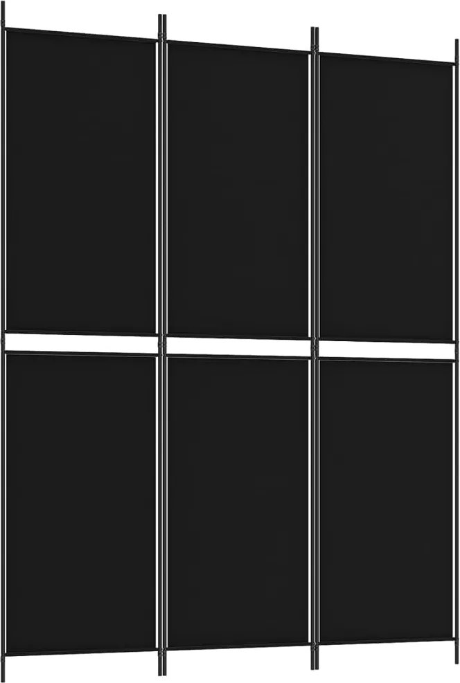 vidaXL 3 paneles fekete szövet térelválasztó 150 x 200 cm
