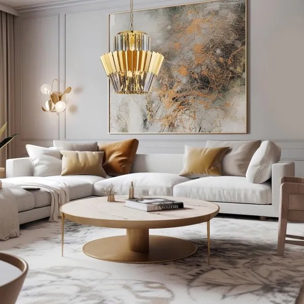 Csillár láncon DONNA 9xE14/40W/230V átm. 45 cm arany