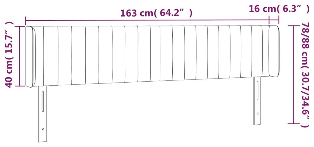 sötétzöld bársony LED-es fejtámla 163 x 16 x 78/88 cm
