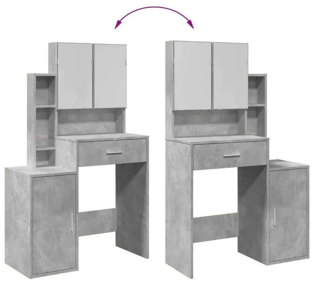 betonszürke fésülködőasztal szekrénnyel 80 x 35 x 132 cm