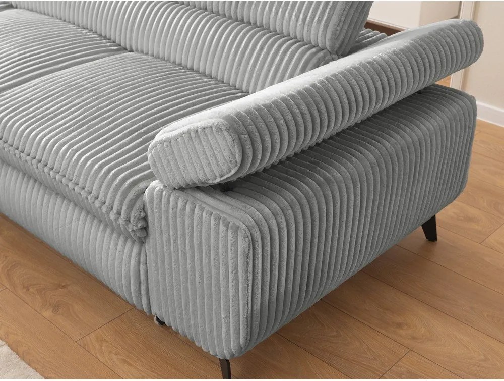 Világosszürke kordbársony sarokkanapé (bal oldali-L alakú) Marbeya – Ropez