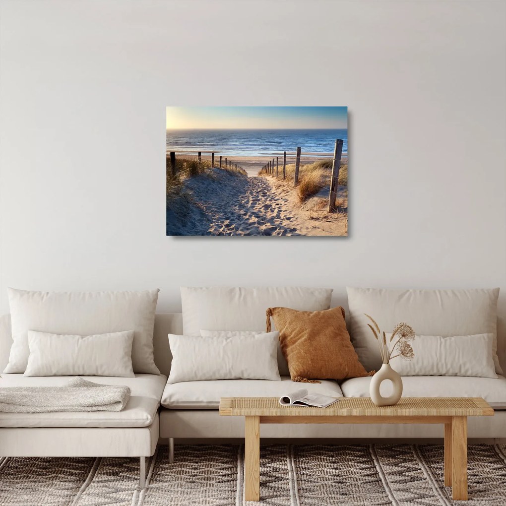 Kép - Út az északi-tengeri strandra, Hollandia (üvegen) (70x50 cm)