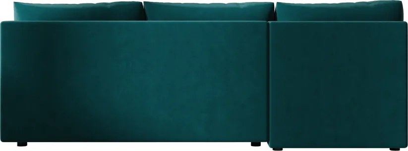 Ágyazható, kétoldalas L alakú kanapé VENORIA SLIM 200x143 cm, petrolkék színű + 2 db díszpárna INGYEN
