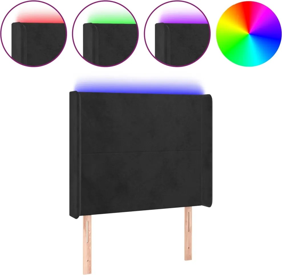vidaXL fekete bársony LED-es fejtámla 93x16x118/128 cm