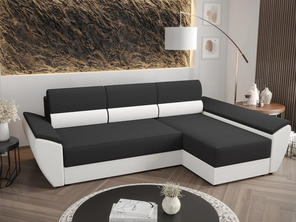 Sarok ülőgarnitúra Radiant L3 (fekete + fehér) (J). 1057469
