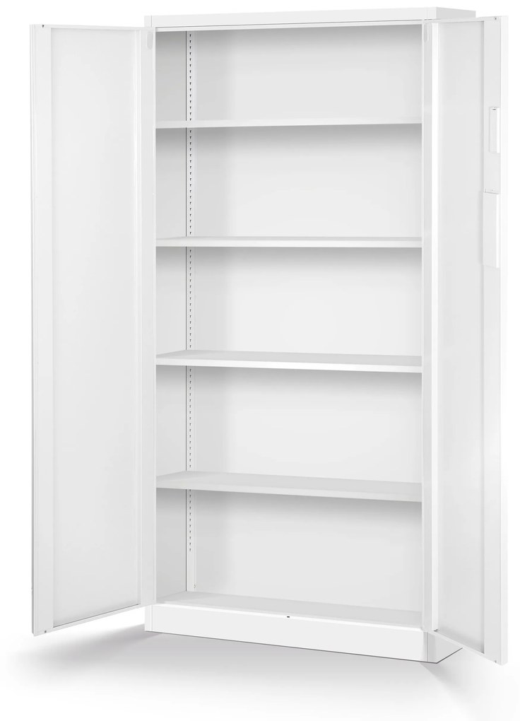 Fém iratszekrény DANIEL, 900 x 1850 x 400 mm, fehér