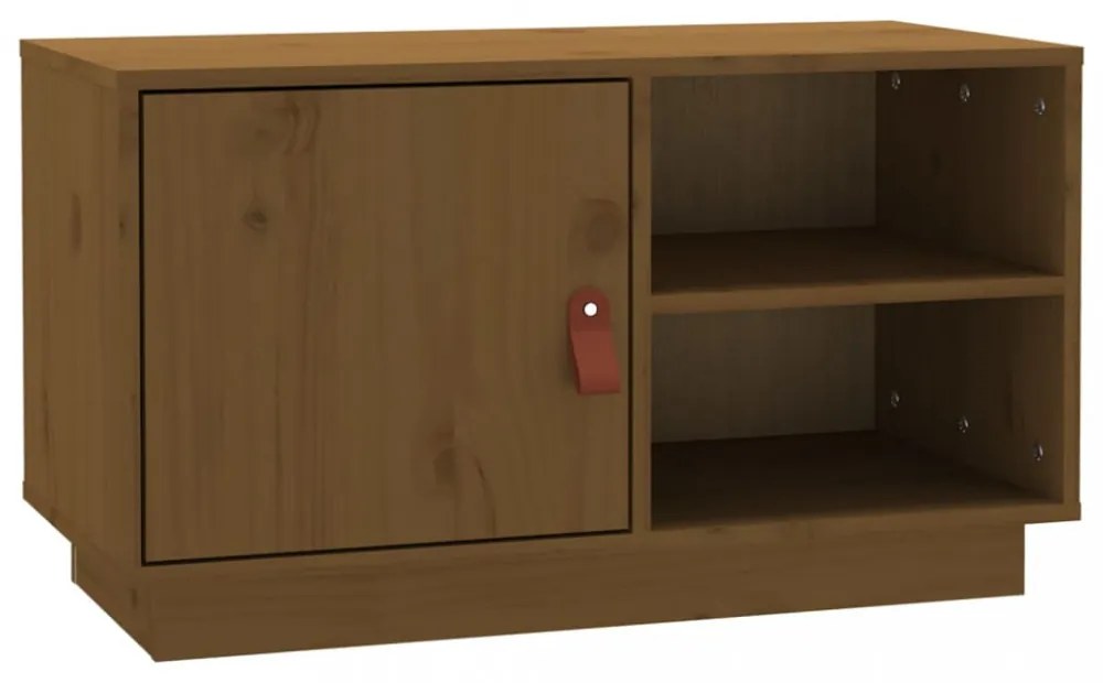 mézbarna tömör fenyőfa TV-szekrény 70 x 34 x 40 cm