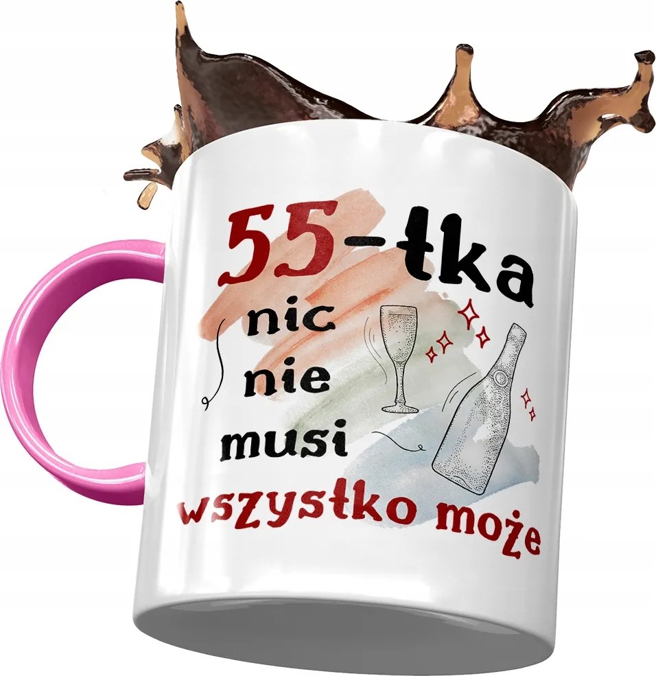 Rózsaszín Bögre Születésnapra 55 55-es 55-ös Ajándék Nyomtatott Fotóval