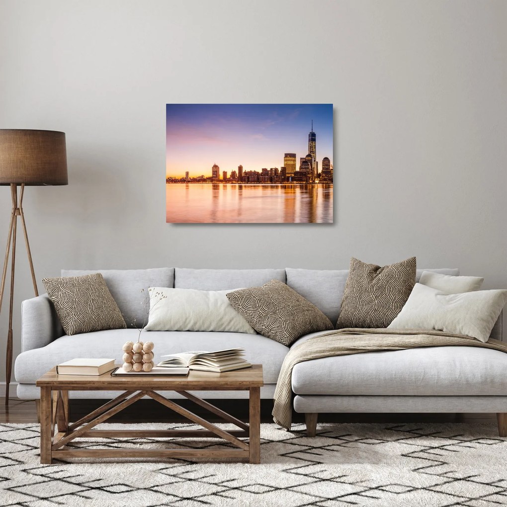 Egy város képe naplementekor (üvegen) (70x50 cm)