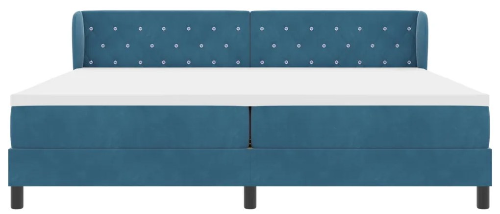Boxspring Ágy Matraccal Sötétkék 200x200 cm Bársony