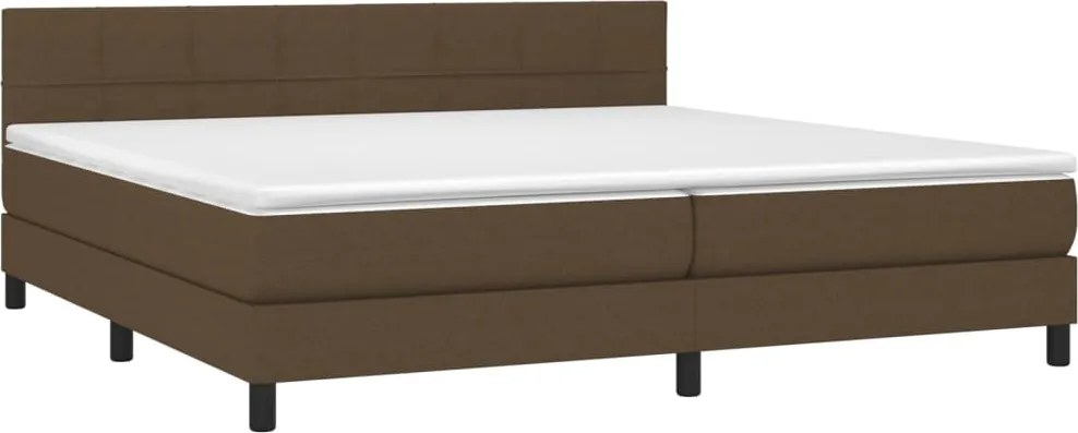 vidaXL sötétbarna szövet rugós ágy matraccal 200 x 200 cm