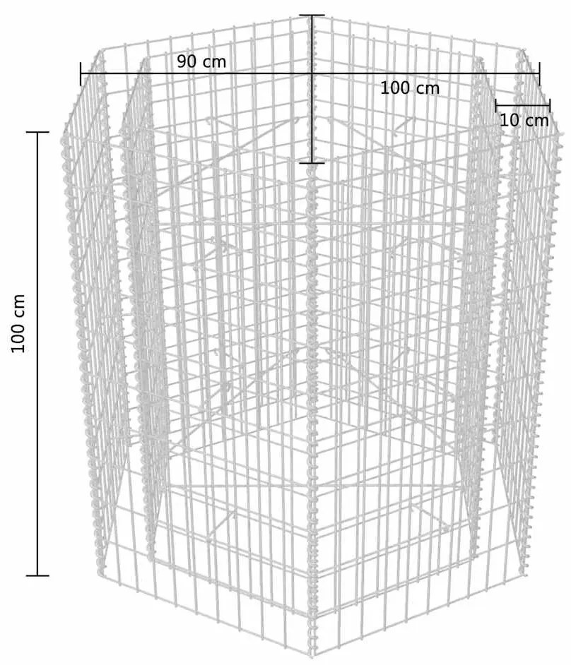 hatszögletű gabion magaságyás 100 x 90 x 100 cm