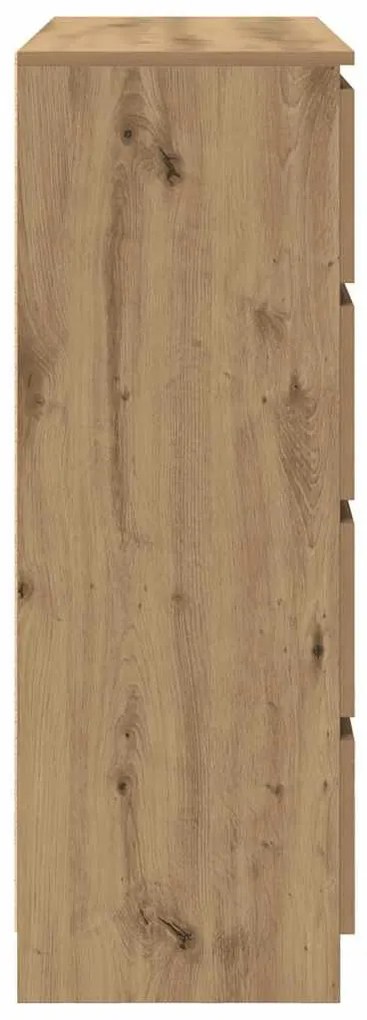 kézműves tölgy színű szerelt fa tálalószekrény 100x35x99 cm