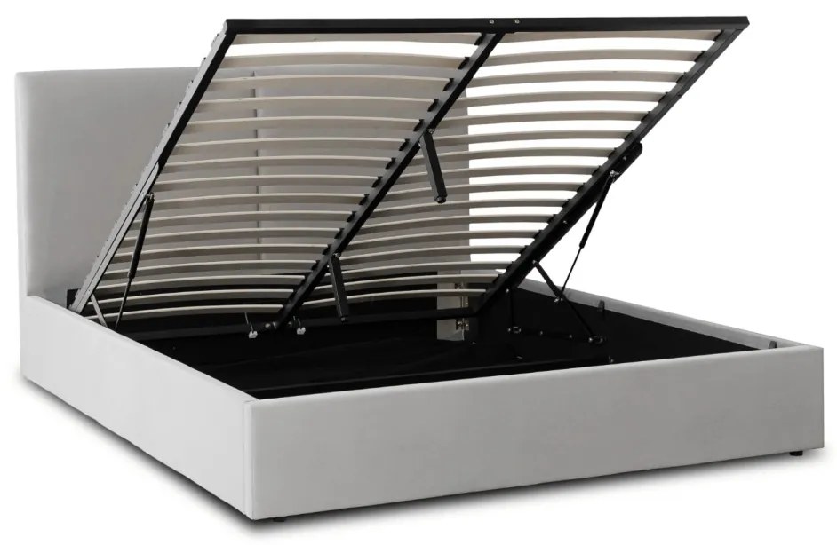 Łóżko 140x200 MARSYLIA Welurowe Kremowe Z Pojemnikiem