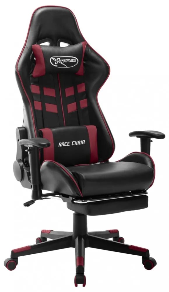 fekete és bordó műbőr gamer szék lábtámasszal