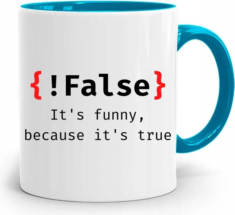 Kék Informatika Bögre !false Its Funny nyomott mintával