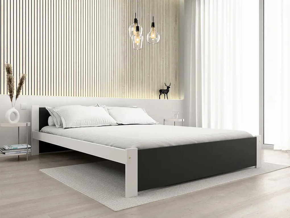 Ágy IKAROS 160 x 200 cm, antracit/fehér Matrac: Matrace Sommera 18 cm, Ágyrács: Ágyrács nélkül