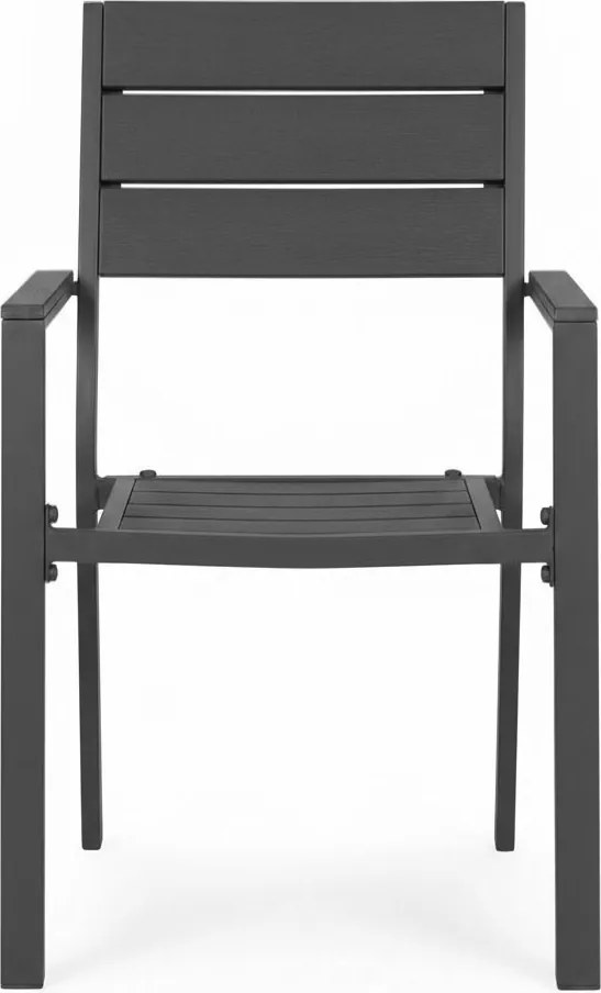 Kerti szék, MultiGarden YC-051KD-4, szürke, 54,5 x 52 x 89 cm, acél keret, HDPE ülő- és háttámla, 150 kg teherbírás, 2 db-os szett