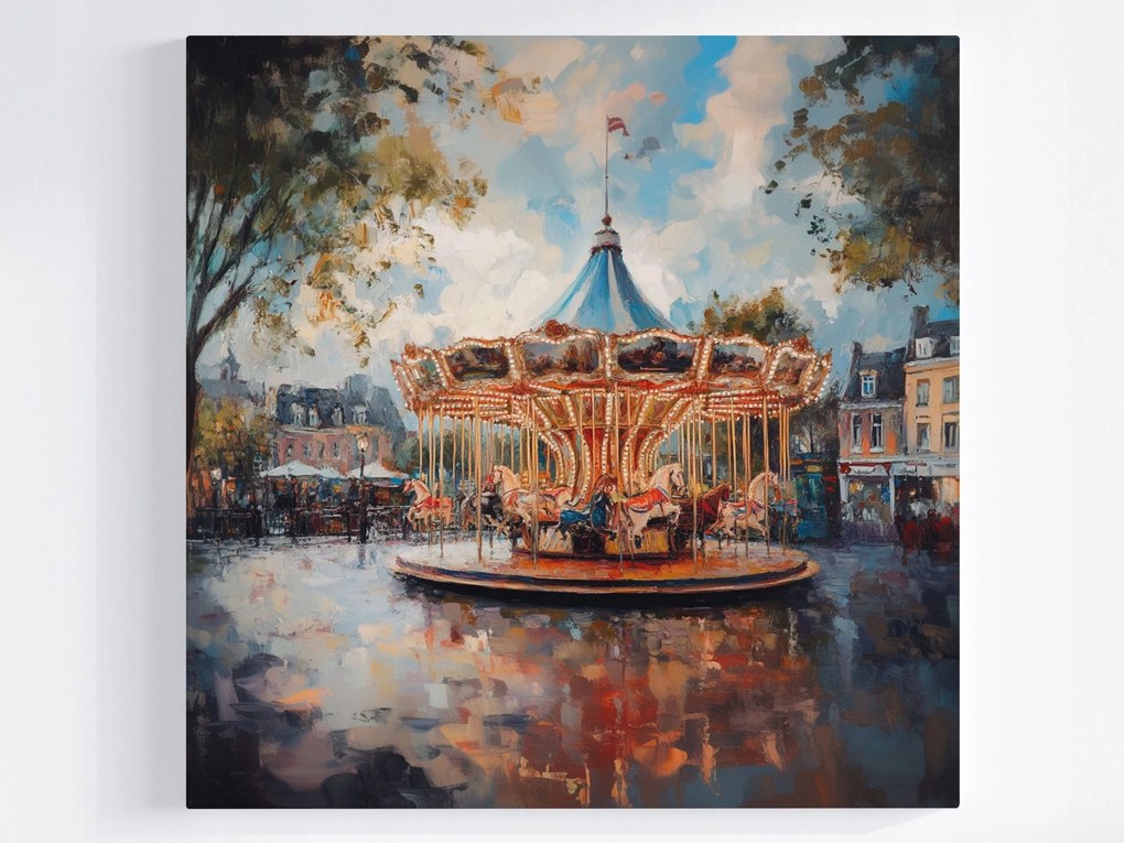 Vászonkép Canvas Város Piac Tér Körhinta Retro 80x80