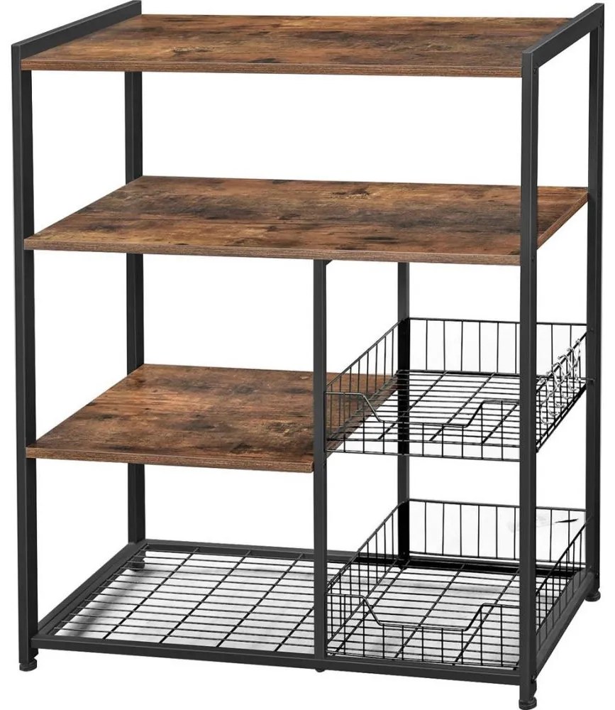 Konyhai polcos állvány MARGE barna/fekete