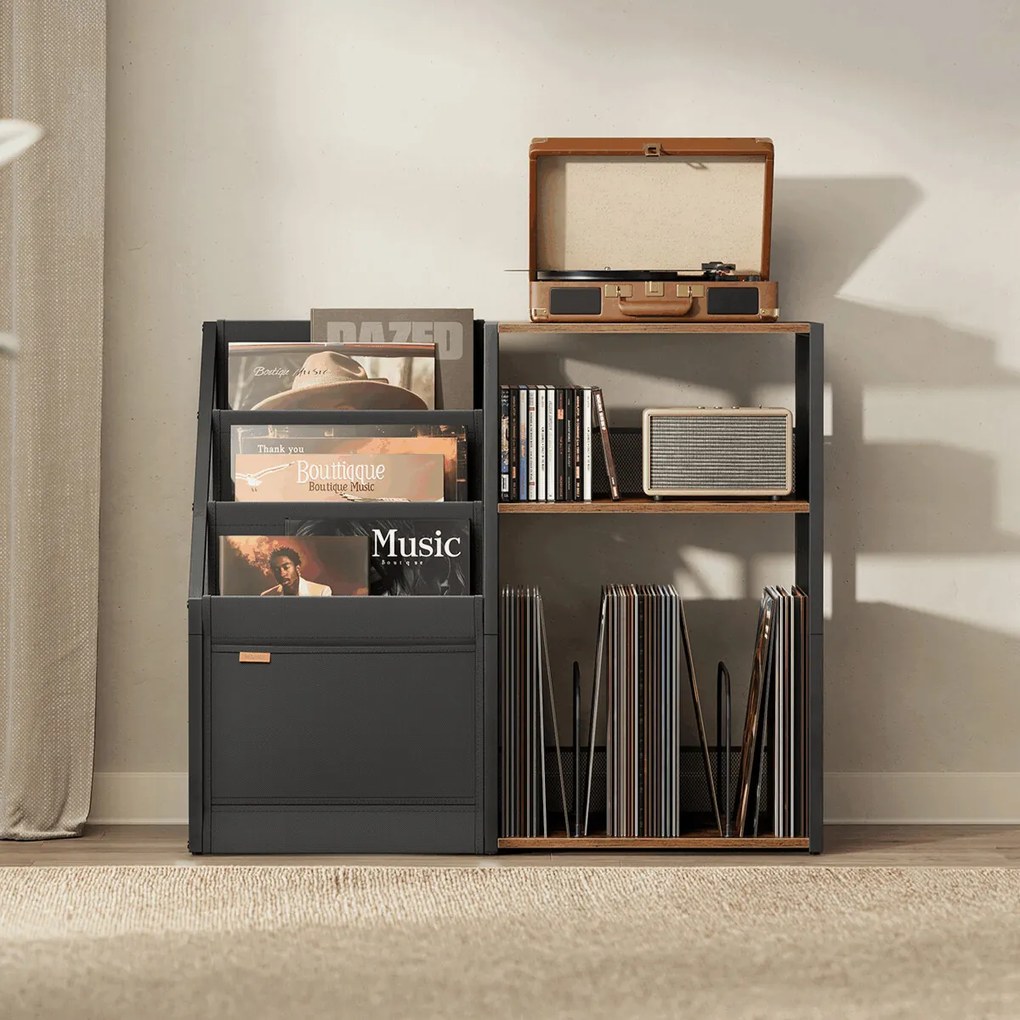 Stolek na gramofon a LP desky 81x30x69cm, mdf, old wood, AKF-E1076 OLW