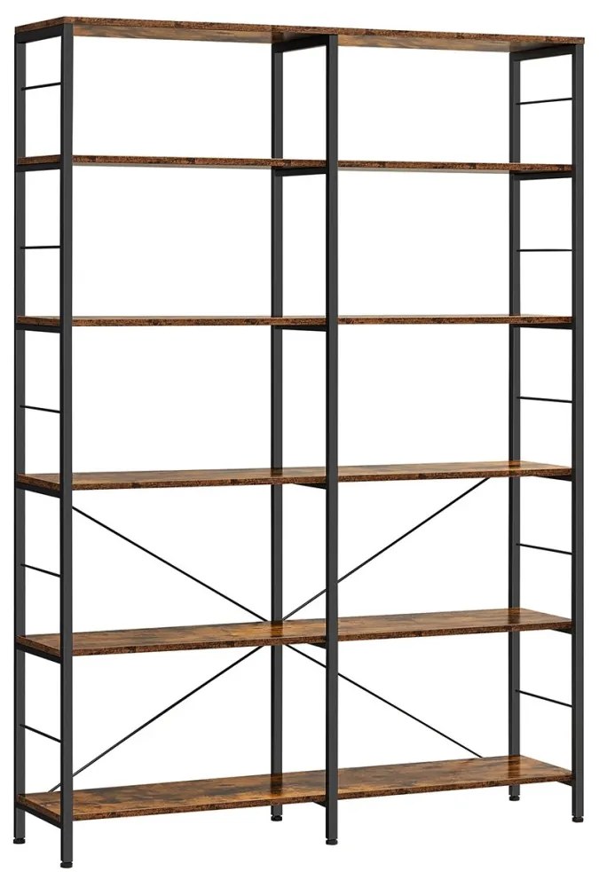 Könyvespolc, tárolópolc, rusztikus barna 172×120×30 cm