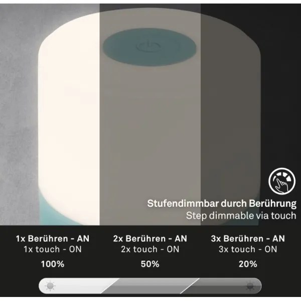 Briloner 7461010 - LED Dimmelhető Asztali lámpa tölthető LED/2W/5V IP44 kék