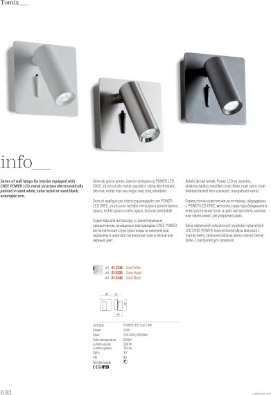 Redo 01-2340 - LED Fali spotlámpa TOMIX LED/3,2W/230V fekete