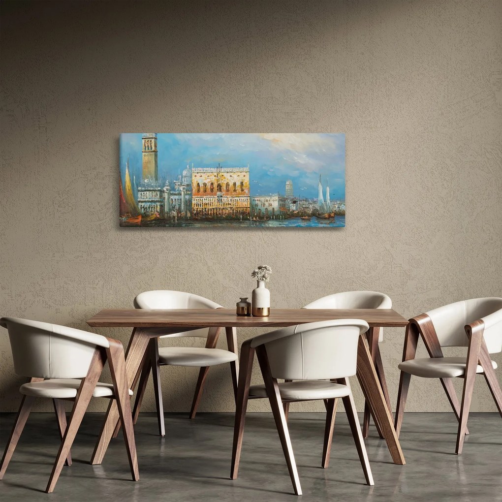Kép - gondola Velencén áthaladva, olajfestmény (120x50 cm)