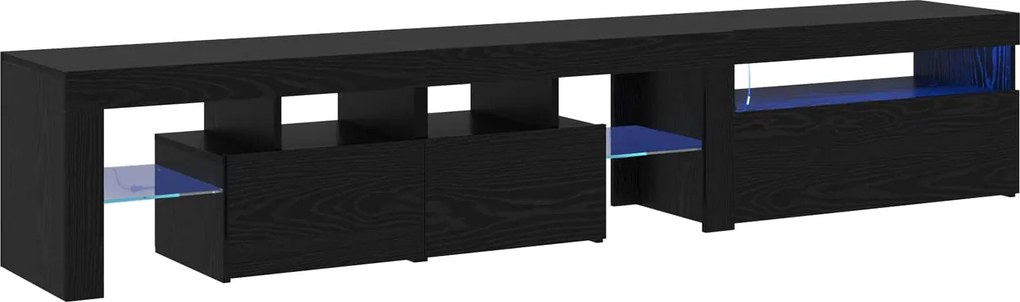 vidaXL TV szekrény 2 pcs Fekete tölgy 215 x 36,5 x 40 cm Faanyag