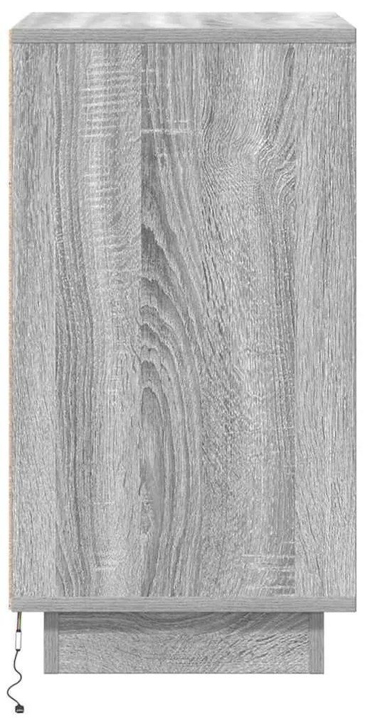 szürke sonoma színű éjjeliszekrény LED-világítással 38x34x65 cm