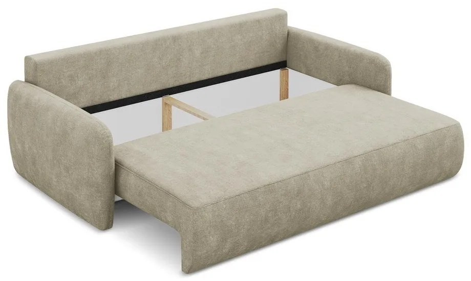 Bézs zsenília kinyitható-tárolóhelyes kanapé 218 cm Lilo – Makamii