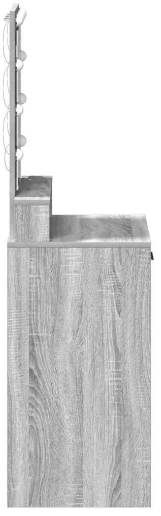 LED-es sminkasztal Szürke Sonoma 50x41x140 cm