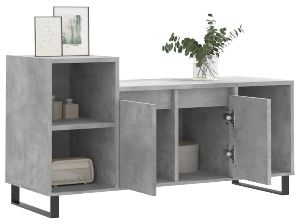 betonszürke szerelt fa TV-szekrény 100 x 35 x 55 cm