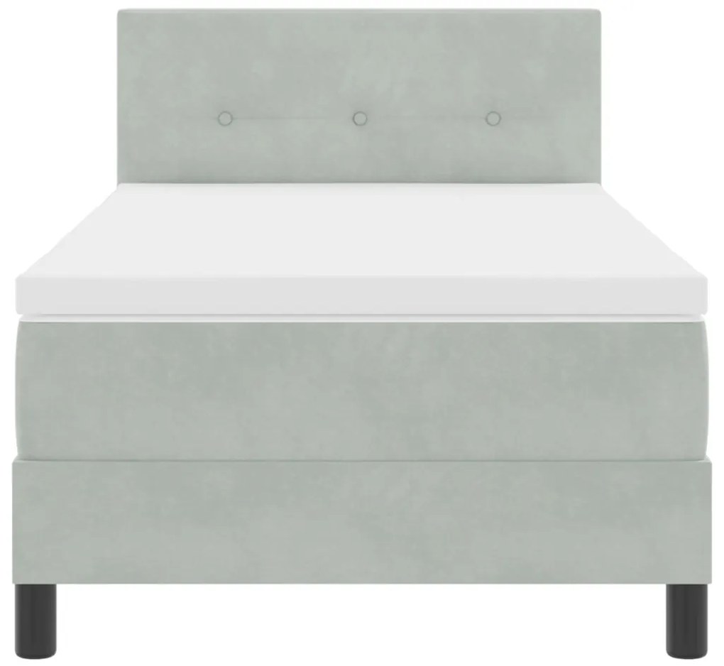 Boxspring Ágy Mattress-szel és LED Fénnyel Szürke 90x200 cm Bársony