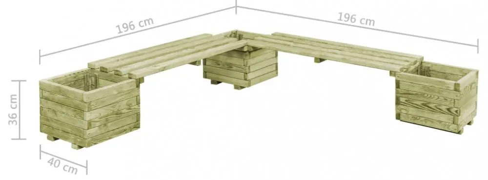 impregnált fenyőfa kerti virágtartó pad