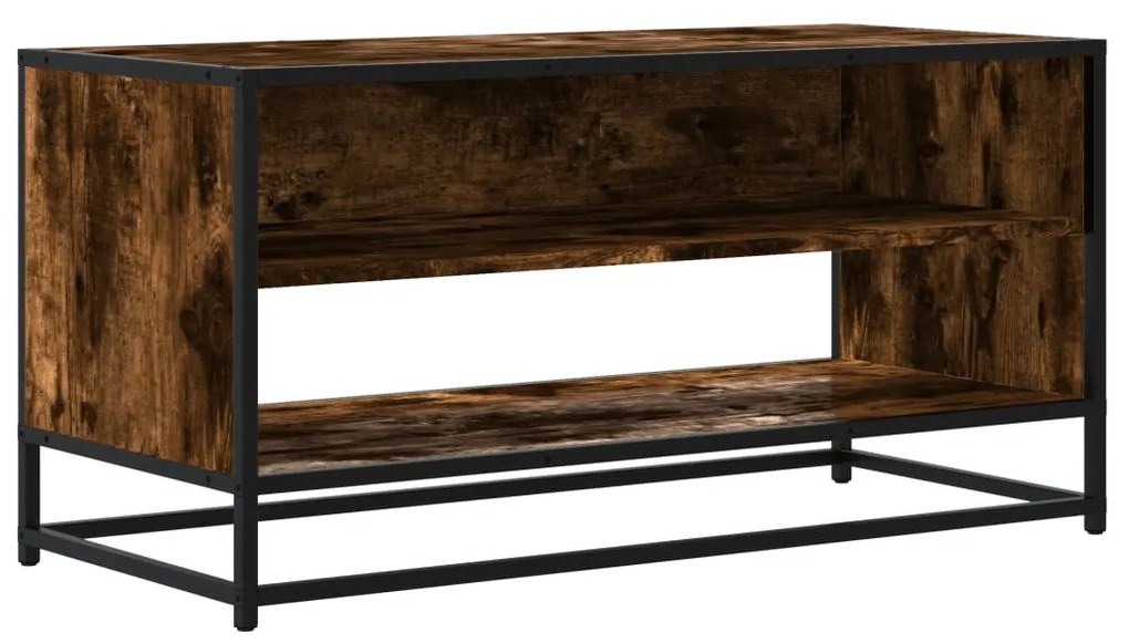 füstös tölgy színű szerelt fa és fém TV-szekrény 91x40x46 cm