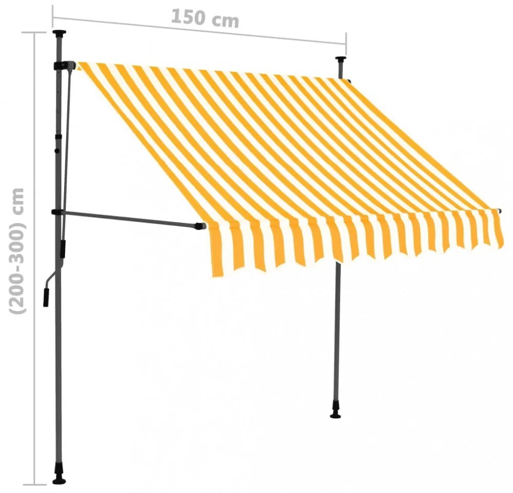 fehér-narancssárga manuális LED-es napellenző 150 cm