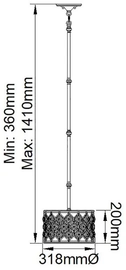 Feiss FE-LUCIA-P-C - Csillár rúdon LUCIA 1xE27/60W/230V