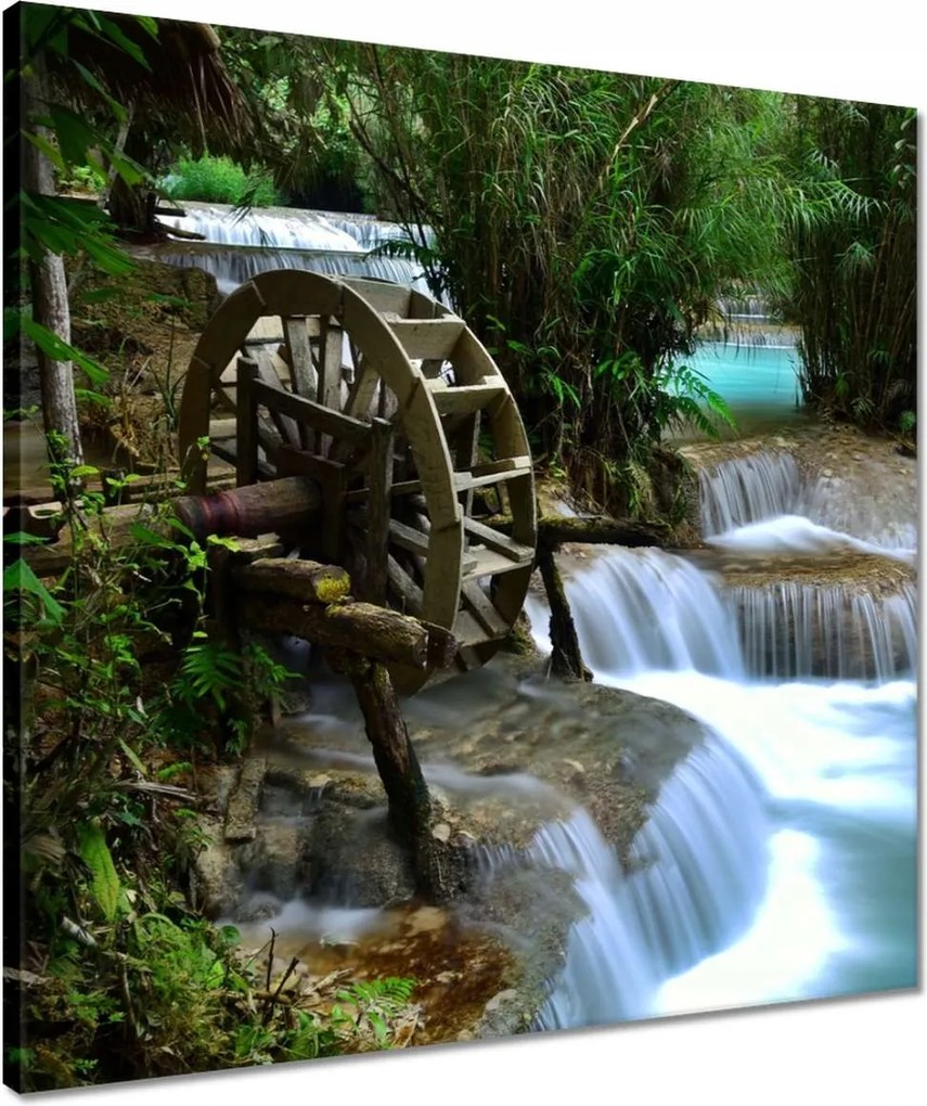 Vászonkép 50x50 Fából készült malom a folyón