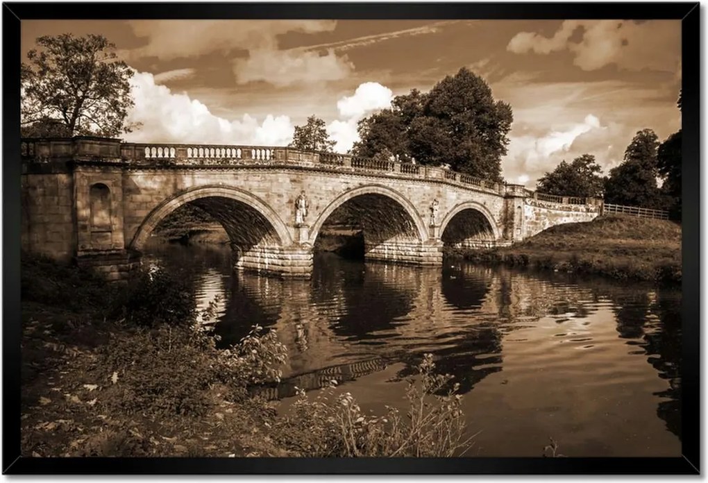Poszterek keretben 60x40 Híd a folyón szépia