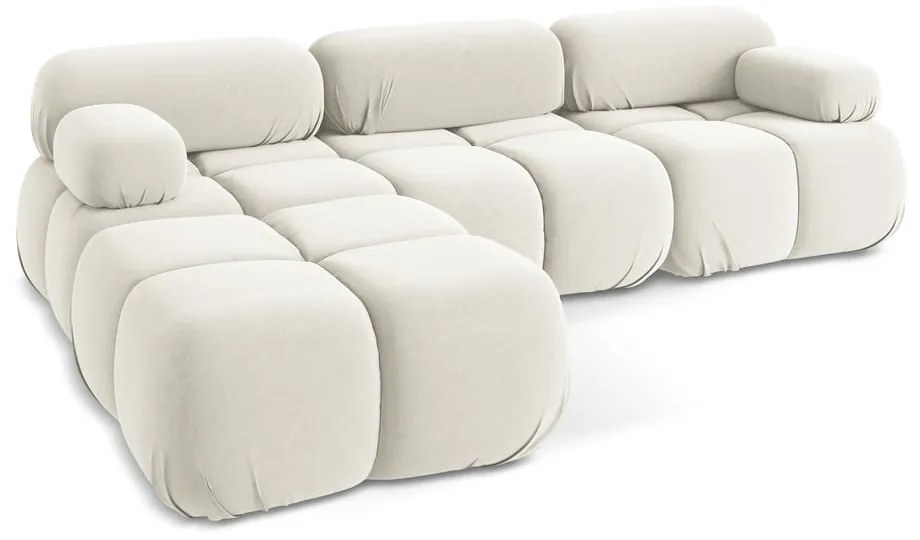 Fehér bársony moduláris sarokkanapé Lokua – Makamii