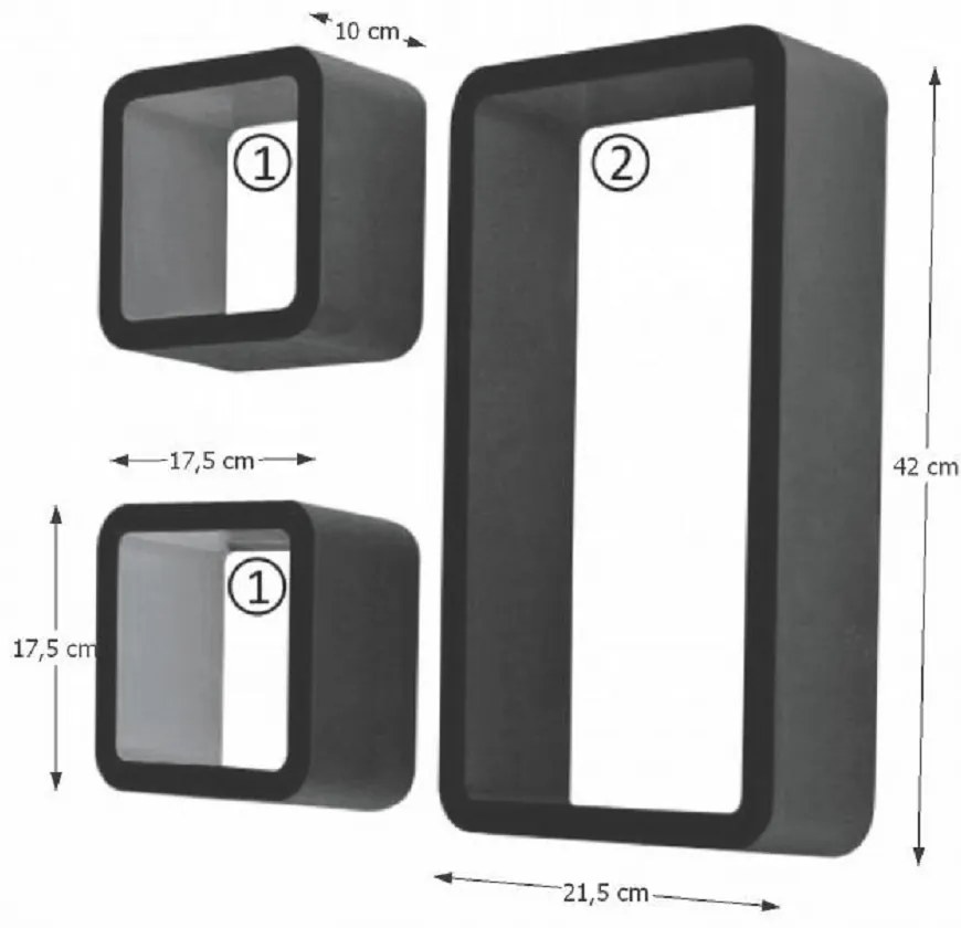 Polc Trinity (fekete) (3 db.). 772007