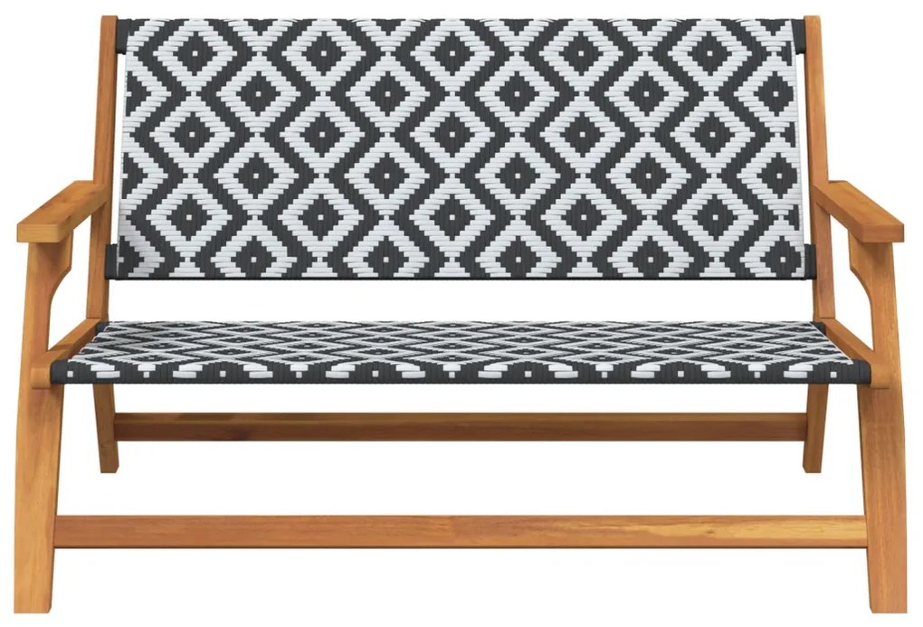 Kerti pad Fekete és fehér 122x76x73.5 cm Tömör akácfából